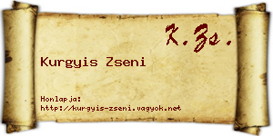 Kurgyis Zseni névjegykártya